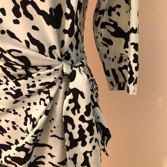 Diane Von Furstenberg DVF New Della Dress Paint Splatter Print Mint Green Black - Picture 7 of 13